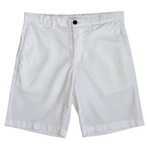 Theory Men’s White Chino Shorts Cotton Twill Flat Front 32